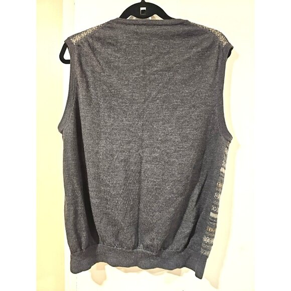 Jones New York 100% Merino Wool Sweater Vest Large Fair Isle Nordic Fisherman - Picture 2 of 7